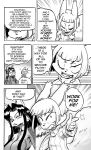  anthro canid canine clothed clothing comic cookie_(furryfight_chronicles) daigaijin dialogue duo english_text female fox fur furryfight_chronicles hair hi_res kalita_(furryfight_chronicles) mammal monochrome one_eye_closed rodent sciurid text tree_squirrel 