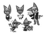  angry animal_crossing anthro beverage bikini claws clothing cute_fangs deddorain domestic_cat eyewear felid feline felis female grin hazel_(animal_crossing) katt_(animal_crossing) looking_at_viewer mammal monochrome multiple_poses nintendo pose rodent sciurid sharp_teeth smile solo_focus sunglasses swimwear teeth video_games 