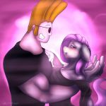  1:1 absurd_res anthro duo female fluttershy_(mlp) friendship_is_magic hi_res human humanoid johnny_bravo_(series) mammal my_little_pony 