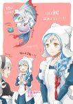  2girls black_hairband blue_hair braid bulbasaur closed_mouth corrin_(fire_emblem) corrin_(fire_emblem)_(female) fire_emblem fire_emblem_fates gen_1_pokemon gradient_hair hairband lilith_(fire_emblem) long_hair long_sleeves multicolored_hair multiple_girls multiple_views open_mouth orb pink_background pointy_ears pokemon red_eyes red_hair robaco simple_background single_braid smile white_hair yellow_eyes 