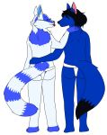  anthro badger black_hair blep butt canid canine canis clothing coyote duo fox hair hand_on_hip hand_on_shoulder hi_res jockstrap male male/male mammal mustelid musteline princedoodles procyonid raccoon roland_araujo simple_background tempest_the_badger tongue tongue_out underwear white_background 
