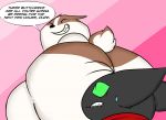  anthro badger badgerclops big_butt black_body black_fur butt cartoon_network domestic_cat duo english_text facesitting felid feline felis filthyopossum fur green_eyes male male/male mammal mao_mao:_heroes_of_pure_heart mustelid musteline overweight overweight_male sheriff_mao_mao_mao size_difference text 