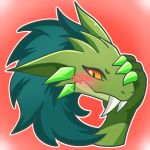  1:1 4_fingers claws emerald_dragon feral fingers green_body green_hair hair male mane neck_tuft retter risenpaw sharp_teeth teeth tuft 