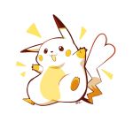  :3 artsy-rc commentary english_commentary full_body gen_1_pokemon looking_at_viewer male_focus monochrome no_humans pikachu pokemon pokemon_(creature) signature simple_background smile solo white_background yellow_theme 