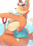  animal_crossing audie_(animal_crossing) big_breasts bodily_fluids breasts canid canine canis clothing faeki female hi_res looking_back mammal nintendo nipples solo sweat video_games wolf 