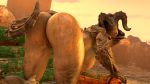  16:9 2020 3d_(artwork) anthro bethesda_softworks big_butt breasts brown_body brown_scales butt claws clitoris deathclaw digital_media_(artwork) fallout female genitals hi_res horn kasdaq looking_back nipples nude outside pussy rear_view scales smaller_version_at_source solo video_games widescreen 