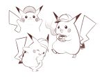  :3 :d artsy-rc baseball_cap clothed_pokemon commentary english_commentary gen_1_pokemon graphite_(medium) greyscale hat highres holding monochrome no_humans one_eye_closed open_mouth pikachu pokemon signature simple_background smile steam traditional_media white_background 