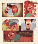  &lt;3 &lt;3_eyes absurd_res anthro canid canine canis clothing comic disney dof domestic_dog english_text female genitals goof_troop hi_res male mammal max_goof no_underwear pussy roxanne_(goof_troop) text upskirt 
