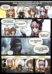  1other 4girls ambiguous_gender animal_ears arknights bottlecomics brown_hair cat_ears doctor_(arknights) english_commentary english_text factory frostleaf_(arknights) gameplay_mechanics gravel_(arknights) highres multiple_girls perfumer_(arknights) shirayuki_(arknights) white_hair 