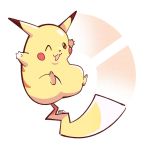  ^_^ artsy-rc closed_eyes full_body gen_1_pokemon halftone looking_at_viewer no_humans one_eye_closed pikachu pokemon pokemon_(creature) signature solo 
