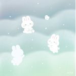  :&lt; ayu_(mog) bird blush bunny halftone highres looking_at_viewer no_humans original signature snow 
