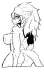  anthro basitin breasts butt crossgender fan_character female monochrome pinup pose shark-py solo twokinds webcomic zhenyaburnt_(character) 