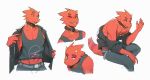  absurd_res animal_crossing anthro blush bug_net chameleon choker clothed clothing flick_(animal_crossing) goth hi_res horn jewelry lizard male necklace nintendo notglacier piercing red_body red_scales reptile scales scalie solo topless undressing video_games 