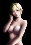 1girl blonde_hair blue_eyes bra breasts cleavage looking_at_viewer open_mouth resident_evil resident_evil_6 sherry_birkin short_hair simple_background solo thor_(deep_rising) underwear 