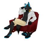  alpha_channel anthro biped blue_eyes blue_hair bottomwear canid canine canis chair clothing digital_media_(artwork) fur furniture galix_artistry hair headgear headphones headset jacket male mammal shorts simple_background sitting smile solo topwear transparent_background wolf 