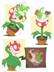  2019 abdominal_bulge ambiguous_gender belly_expansion bodily_fluids clothing comic drooling duo elemental_creature flora_fauna footwear forced green_body hi_res inflation internal iveechan mario_bros navel nintendo oral_vore outie_navel piranha_plant plant potted_plant red_body saliva sharp_teeth shoe_soles shoes spots stomach_acid struggling swallowing teeth text url video_games vore white_body yoshi yoshi_(character) 