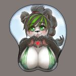  &lt;3 1:1 2020 absurd_res anthro blep blizzard_entertainment breasts cheek_tuft clothing eyebrow_through_hair eyebrows facial_tuft female fur fur_tuft gesture green_clothing green_eyes green_highlights hair hand_heart hi_res highlights_(coloring) looking_at_viewer mammal menhou nipple_outline pak_choi pandaren solo tongue tongue_out translucent translucent_hair tuft ursid video_games warcraft 