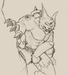  anthro big_penis cabura canid canine canis genitals humanoid_genitalia humanoid_penis league_of_legends looking_at_viewer male mammal penis riot_games solo video_games warwick_(lol) were werecanid werecanine werewolf wolf 