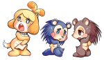  2019 accessory animal_crossing anthro black_nose blue_body blue_collar blue_eyes blue_fur blush blush_stickers bodily_fluids breasts brown_body brown_eyes brown_fur brown_nose canid canine canis clipboard collar countershade_face countershading covering covering_breasts covering_crotch covering_self domestic_dog embarrassed eulipotyphlan eyelashes fangs featureless_breasts female floppy_ears fur group hair_accessory hair_bell hair_tie hedgehog hi_res isabelle_(animal_crossing) kneeling lidded_eyes mabel_able mammal muzzle_(marking) neckwear nintendo nude open_mouth red_collar sable_able shih_tzu simple_background solo sweat sweatdrop tan_countershading tan_inner_ear tears teeth toy_dog uyu video_games white_background white_body white_collar white_countershading white_fur yellow_body yellow_fur 