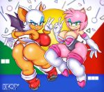  absurd_res amy_rose anthro big_breasts big_butt blue_eyes breasts butt camel_toe chiropteran duo eulipotyphlan female green_eyes hedgehog hi_res kempsinlery looking_at_viewer looking_back mammal rouge_the_bat sonic_the_hedgehog_(series) 