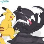  1:1 absurd_res bodily_fluids cum cum_on_body cum_on_face cum_on_self cumshot dragon duo ejaculation feral genital_fluids genitals hi_res male male/male male_penetrated male_penetrating male_penetrating_male nintendo oral oral_penetration penetration penis pikachu pok&eacute;mon pok&eacute;mon_(species) sex size_play soul-gryph soulgryph video_games wings 