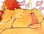  anthro bodily_fluids cowgirl_position cum cum_in_ass cum_inside duo felid genital_fluids genitals hyaku_(artist) lion male male/male mammal mane on_top pantherine penis sex 