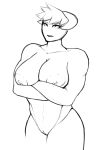  baron_of_hell big_breasts black_and_white breasts demon digital_media_(artwork) doom_(series) female genitals hair horn humanoid id_software monochrome muscular nipples nude ppmp pussy simple_background sketch solo video_games 
