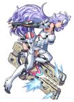  1girl absurdres android bare_shoulders blue_hair boots breasts calilo elbow_gloves forehead_protector full_body gloves high_heel_boots high_heels highres kos-mos_re: large_breasts long_hair red_eyes solo thighhighs very_long_hair weapon xenoblade_(series) xenoblade_2 xenosaga 