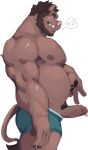  2019 5_fingers anthro beard bodily_fluids bottomwear brown_body brown_fur brown_hair brown_nipples brown_penis clothed clothing erection eyebrows facial_hair fingers fur genital_fluids genitals glans hair hi_res humanoid_hands male mammal musclegut muscular muscular_male nipples partially_clothed partially_retracted_foreskin pawpads penis pink_glans pink_nose precum shorts shorts_down simple_background solo standing suid suina sus_(pig) thick_eyebrows tiger_est topless uncut white_background wild_boar 