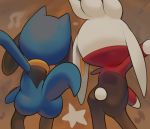  2020 anthro baby_pok&eacute;mon black_body black_fur blue_body blue_fur butt canid canine dancing fur inkune lagomorph mammal nintendo pok&eacute;mon pok&eacute;mon_(species) raboot rear_view riolu video_games white_body white_fur 