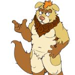  1:1 2011 alpha_channel anthro asian_mythology belly brown_body brown_fur east_asian_mythology foo_dog fur humanoid_hands japanese_mythology kemono komainu male mammal mythology navel poisonkinoko slightly_chubby solo yōkai 