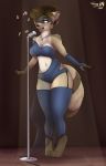  anthro breasts clothing female hi_res lumina_(stargazer) mammal microphone navel procyonid raccoon solo stargazer 