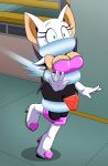  anthro bdsm big_breasts bondage bound breasts chiropteran cleavage clothed clothing female gag gem goo_(disambiguation) hi_res high_heeled_boots imightbemick mammal rouge_the_bat running solo sonic_the_hedgehog_(series) surprise wings wings_tied 
