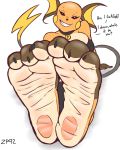  3_toes anthro claws collar desiree_(zp92) dialogue english_text female foot_focus hi_res looking_at_viewer nintendo pok&eacute;mon pok&eacute;mon_(species) raichu sitting smile solo teeth_showing text toe_claws toes video_games zp92 