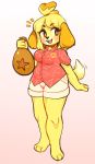  animal_crossing anthro barefoot biped black_nose blonde_hair blush bottomwear breasts brown_eyes buncore canid canine canis clothed clothing dipstick_tail domestic_dog emanata eyebrow_through_hair eyebrows female floppy_ears front_view full-length_portrait fur hair happy hi_res holding_object isabelle_(animal_crossing) light_fur mammal motion_lines multicolored_tail nintendo open_mouth pink_background portrait red_clothing red_topwear sack shih_tzu shorts simple_background solo standing tailwag topwear toy_dog translucent translucent_hair video_games white_body white_bottomwear white_clothing white_fur white_pupils yellow_body yellow_fur 
