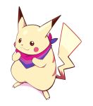  :3 artsy-rc bandana closed_mouth clothed_pokemon commentary english_commentary full_body highres looking_at_viewer pikachu pokemon pokemon_(creature) simple_background smile standing white_background 