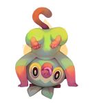  2020 ambiguous_gender black_eyes feral green_body grookey licking licking_lips mammal nintendo pok&eacute;mon pok&eacute;mon_(species) primate salanchu simple_background tongue tongue_out upside_down video_games white_background 