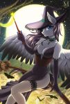  2017 armwear blue_eyes breasts chiropteran choker cleavage clothed clothing collar corset elbow_gloves equid equine fan_character female full_moon gloves handwear hat headgear headwear hi_res jewelry lamika lingerie magic_user magic_wand mammal margony moon my_little_pony necklace pterippus solo topwear wings witch witch_hat 