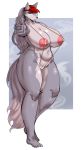  anthro areola areola_slip big_breasts bikini breasts camel_toe canid canine canis carsen cervina clitoris_outline clothed clothing female hat headgear headwear hi_res huge_breasts looking_at_viewer mammal nipple_outline simple_background skimpy sling_bikini solo swimwear white_background wide_hips wolf 