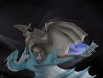  4:3 absurd_res albion blue_body cave dragon duo felarra female feral grey_body hi_res horn kristinagoose_(artist) male male/female membrane_(anatomy) membranous_wings scalie western_dragon wings 