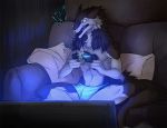  angry anthro big_eyes controller feliandris gaming male night playstation playstation_4 sergal shocked silentdeathfootsteps sitting solo sony_corporation sony_interactive_entertainment television video_games 