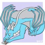  1:1 4_toes albion ambiguous_gender blue_eyes claws dr_artiel dragon feral fingers fish hi_res horn marine membrane_(anatomy) membranous_wings scalie simple_background smile solo teeth toes western_dragon wings 