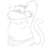  1:1 2008 anthro araiguma_11 belly bulge clothing digital_media_(artwork) felid humanoid_hands male mammal monochrome moobs navel nipples oekaki overweight overweight_male pantherine simple_background sketch solo tiger tired underwear white_background 