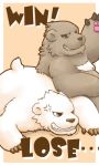  ... 2010 3:5 angry anthro ao_(pixiv_145813) brown_body brown_fur duo fur kemono low_res mammal overweight sitting text ursid white_body white_fur 