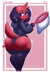  absurd_res animal_crossing anthro big_butt breasts butt canid canine canis cherry_(animal_crossing) clothing domestic_dog female fur hi_res looking_at_viewer looking_back mammal nintendo pkfirefawx red_body red_fur solo underwear video_games 