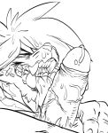  anthro beribeardraw bodily_fluids drooling duo erection fangs felid genital_fluids genitals hair licking long_hair magan male male/male mammal monochrome oral pantherine penile penis penis_lick precum saliva sex tiger tokyo_afterschool_summoners tongue tongue_out video_games 