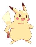  :3 :d artsy-rc commentary english_commentary full_body gen_1_pokemon highres no_humans open_mouth pikachu pokemon pokemon_(creature) signature simple_background smile solo white_background 