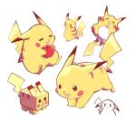  :3 :d ^_^ artsy-rc closed_eyes commentary full_body gen_1_pokemon highres minecraft no_humans open_mouth pikachu pokemon pokemon_(creature) red_apple signature simple_background smile symbol_commentary white_background 