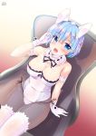  animal_ears cleavage natsumiya_yuzu pantyhose re_zero_kara_hajimeru_isekai_seikatsu rem_(re_zero) tagme 