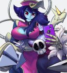  big_breasts blush breasts cellphone cleavage clothed clothing duo female hi_res hsien-ko_(darkstalkers) humanoid leviathan_(skullgirls) noblood phone skullgirls squigly undead video_games 